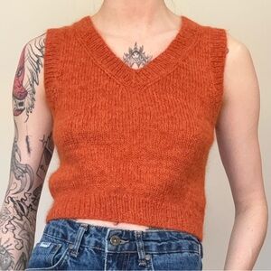Women's V-Neck mohair and alpaca Cropped Sweater Tank